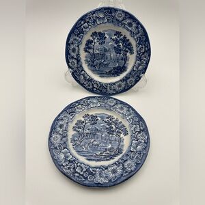 Staffordshire Classic Blue & White Bread and Butter Plates Set of 2